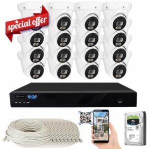 GW Security 16 Channel 12MP NVR (4TB) Full Color Night 4K PoE Camera System                                                          16pcs 8MP Dome Camera Outdoor & Indoor