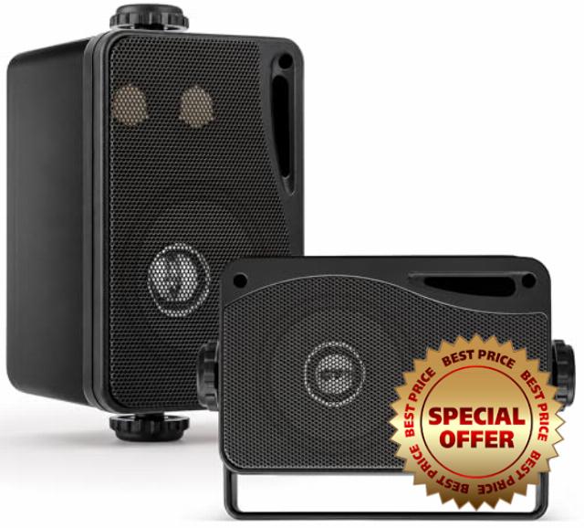 Pyle 200W Waterproof Outdoor Speaker | 3.5 Inch 3-Way Marine Speaker with Bass Reflex Vent