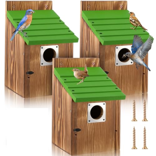 1-1/2" Entrance Hole Wooden Blue Bird Houses for Outdoors
