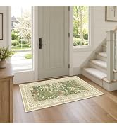HelloTree 2x3 Floral Vintage Boho Entryway Rug | Machine Washable Soft Non-Slip Low Pile Small In...
