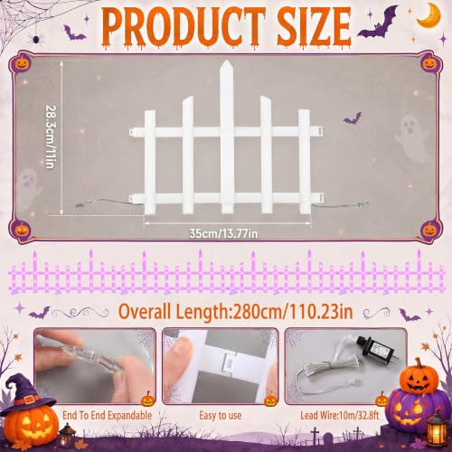 Halloween Lighted Outside LED Garden Stake Fence