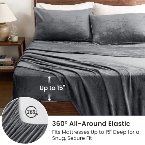 15" Deep Pocket Double Brushed Flannel Bed Set for Extra Softness & Cozy Warmth