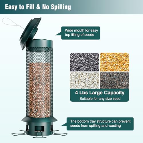 Tube Metal Bird Feeder for Outdoors Cardinals