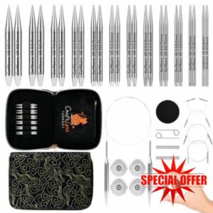 CRAFTLORE 2-Inch Shorties Interchangeable Circular Knitting Needle Set                                                          12 Pairs Short Knitting Needles