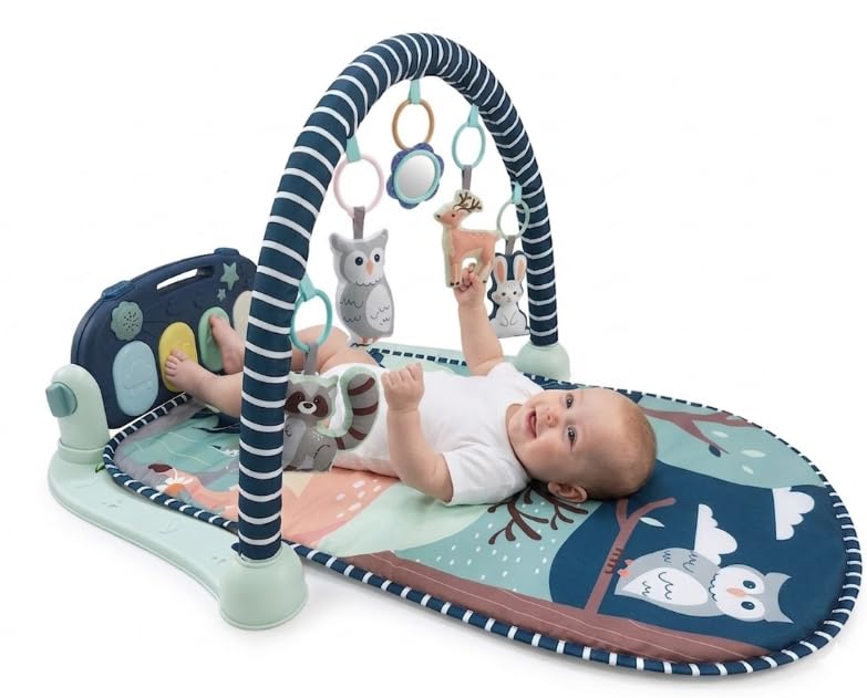 Interactive Tummy Time Activity Playmat with Hanging Sensory Toys