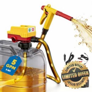 5GPM Cordless Fuel Transfer Pump Compatible with DeWalt 20V & Milwaukee M18                                                          Batteries with 51" PVC Hose