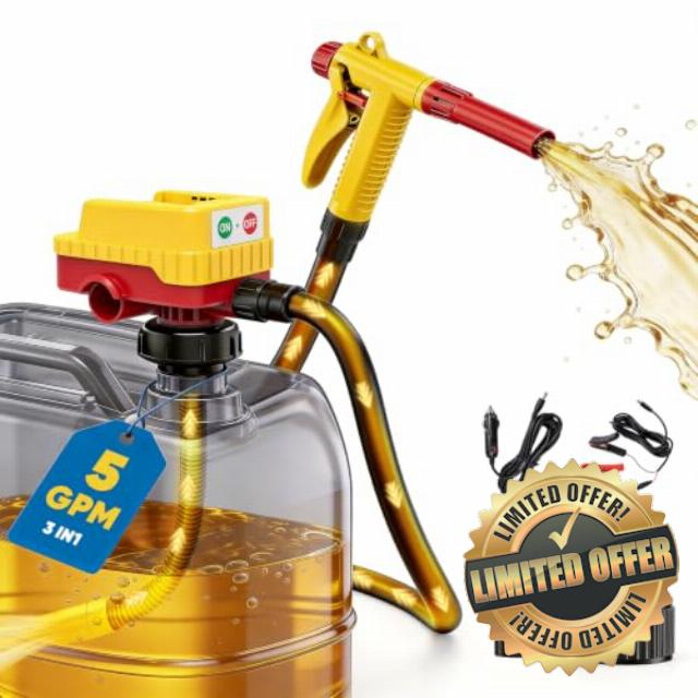 5GPM Cordless Fuel Transfer Pump Compatible with DeWalt 20V & Milwaukee M18                                                          Batteries with 51" PVC Hose