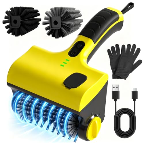 BBQ Grill Cleaner Scrubber 28Lbs Stall-Free Torque / 8.5 oz Water Spray Loosens Grease / 5" Wide Head Cleans Faster / IPX7 Waterproof / 7.4V Type-C
