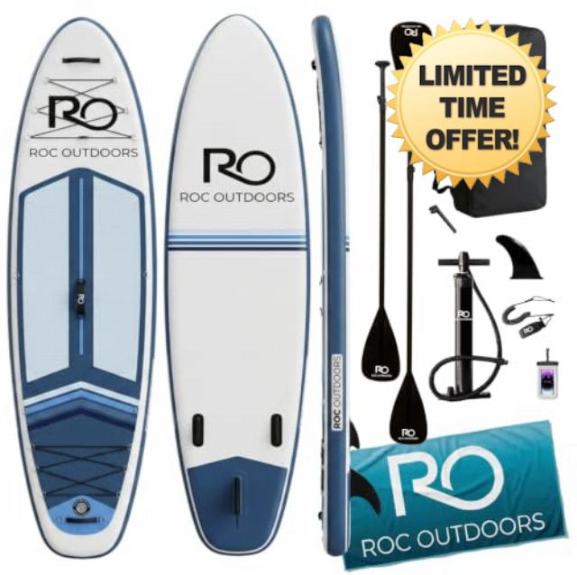 Roc Inflatable Stand Up Paddle Board 10' 6" with Premium SUP Paddle Board Accessories