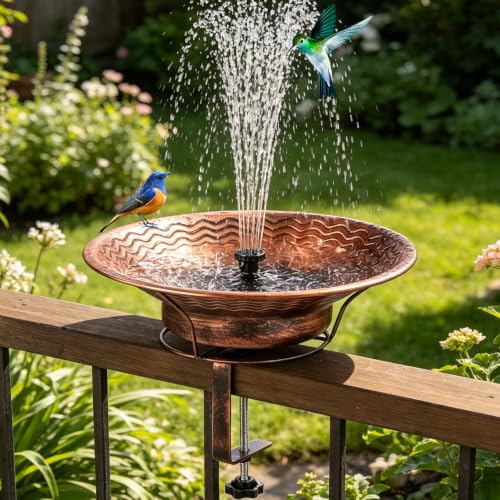 Solar Bird Bath Fountains Vintage Brown Railing Bird Bath for Outside