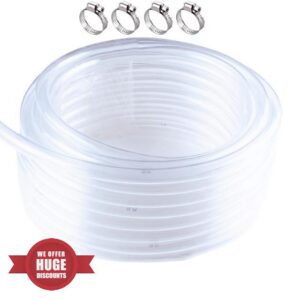 PVC Tubing 1" ID x 1-1/4" OD- 50ft Clear Vinyl Hose with 4 Stainless Clamps                                                          Low pressure flexible pvc tube
