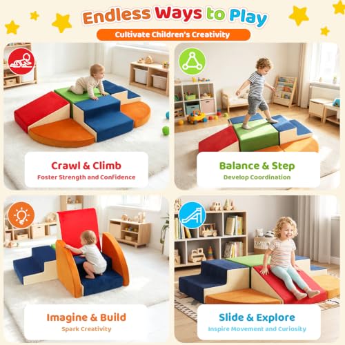 Soft Play Set Indoor Toys Climbing Toys for 1+ Year Old with Crawl Tunnel
