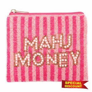 Tallew Mahjong Beaded Coin Purse Money Zipper Pouch Bag