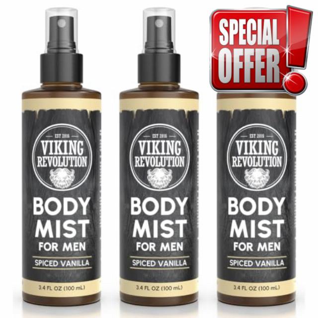 Viking Revolution Spiced Vanilla Body Spray - Mens Body Mist (3 Pack)