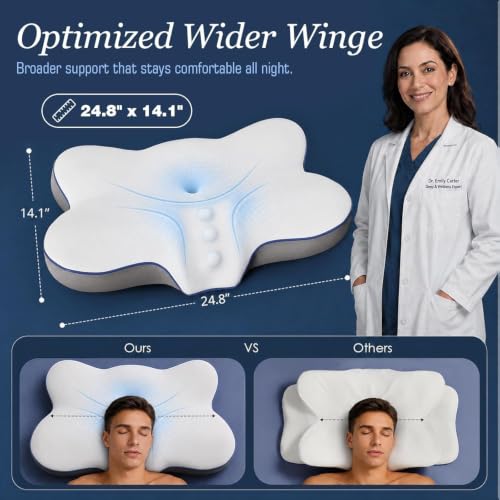 Large Ergonomic Memory Foam Bed Pillow for Sleeping