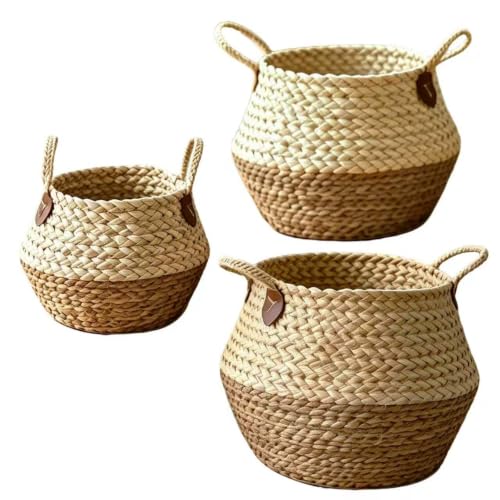 Woven wicker planter baskets for decor
