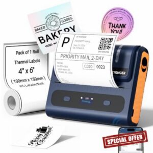 Battery Powered Shipping Label Printer | DP45S 4x6 Cordless Portable Thermal Label Printer for Small Business
