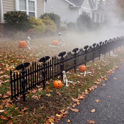18.5" x 12" Spooky Bat and Skull Decorative Plastic Fence Panel