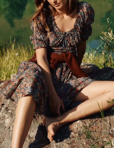 Smocked Tie Long Flowy Dresses