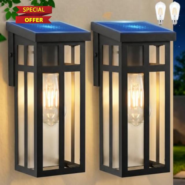BesLowe 2-Pack Solar Outdoor Wall Lights