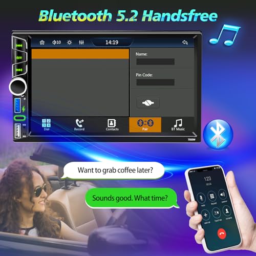 Backup Camera/Bluetooth 5.2/FM AM RDS/Subwoofer Port/SWC/Equalizer/Mirror Link/USB/Type-C Fast Charge