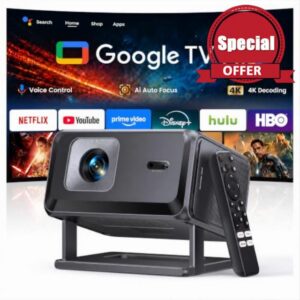 Portable Smart Projector [Google TV 14.0 & 4K Support & Dolby] with WiFi and Bluetooth HDR10