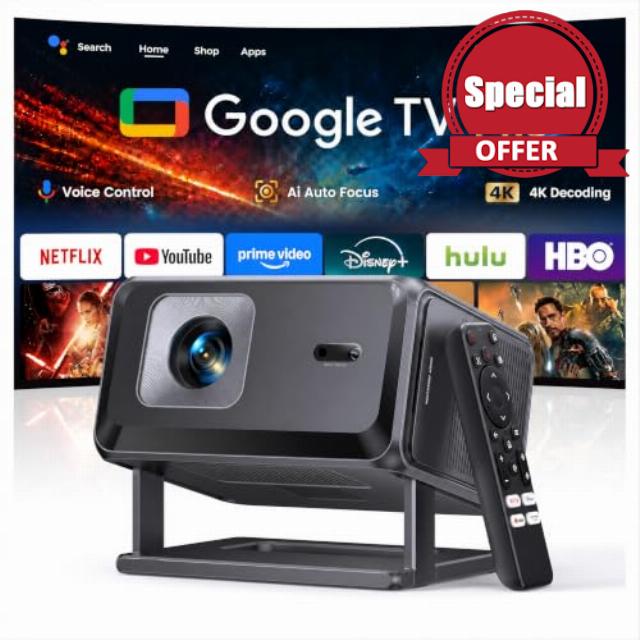 Portable Smart Projector [Google TV 14.0 & 4K Support & Dolby] with WiFi and Bluetooth HDR10