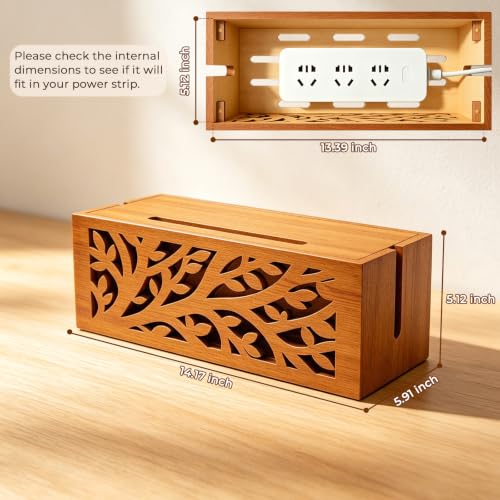 Cord Organizer & Decorative Power Strip Cover Cord Hider & Wire Storage with Phone Stand & 10 Cable Ties for Extension Cords