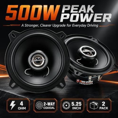 500W Peak 4 Ohm 5-1/4 Car Speakers