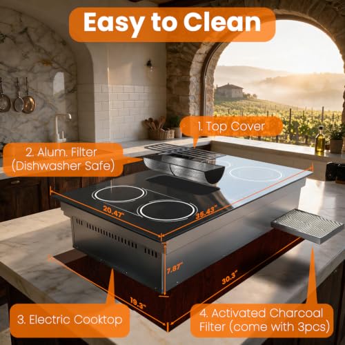 Recirculating Air Vent Downdraft Range Hood 135W