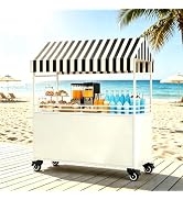 Zctptp Portable Vendor Cart with Canopy & Wheels, Metal Food Cart | 82.6" Tall Street Coffee Disp...