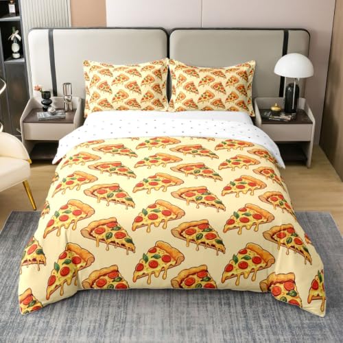 Cheese Pepperoni Pizza Bedding Set 3Pcs for Girl Boy Youth Room Decor