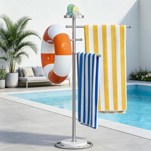 Towel Holder with Marble Weighted Base                                                          Stainless Steel Towel Standing