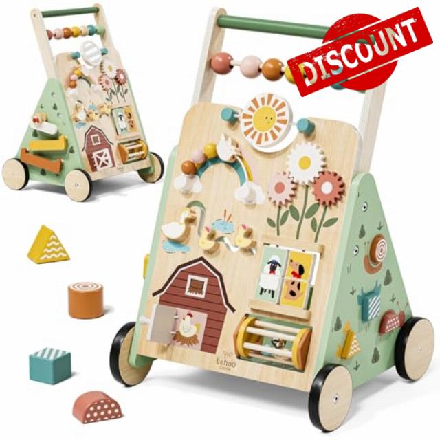 Lehoo Castle Farm Wooden Baby Walker