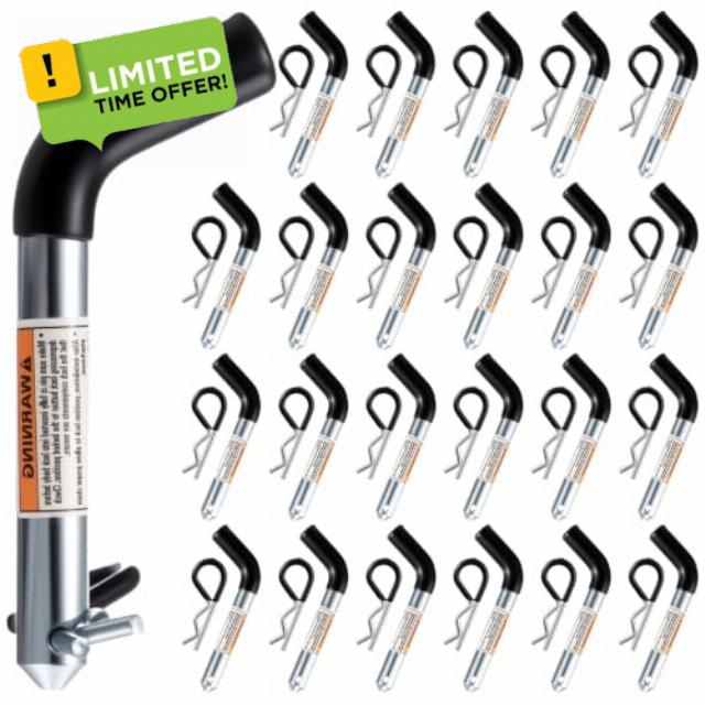 24 Pcs Trailer Hitch Pin Clip 5/8 Inch Steel for 2" Receiver                                                          Galvanized Solid Steel