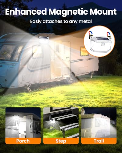 800LM RV Solar Lights Motion Sensor 178LED RV Exterior Light with Strong Magnetic Mount