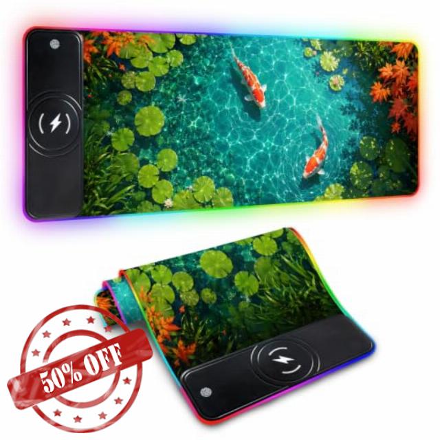 Wireless Charging RGB Mouse Pad with Phone Stand