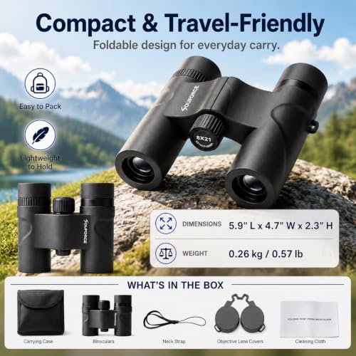 FMC Optics 262ft Wide View Waterproof 6.3oz Lightweight Bird Watching Hiking Travel Concerts Gif