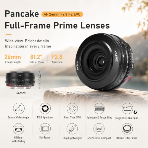 AF Full Frame Lens for Sony ZV-E10 II ZV-E10 A7CII A6400 A6700 ZV-E1 A7RV FX30 A7S III A7R A7RIV A1 A9 A93