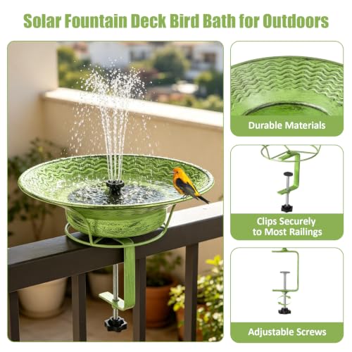 Solar Powered Bird Bath for Garden Patio Balcony Deco