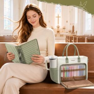 Bible Tote Bag                                                          Church Bag with Bible Study Supplies & Shoulder Strap