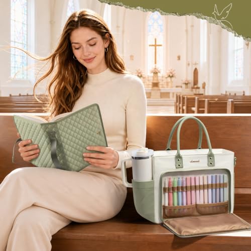 Bible Tote Bag                                                          Church Bag with Bible Study Supplies & Shoulder Strap