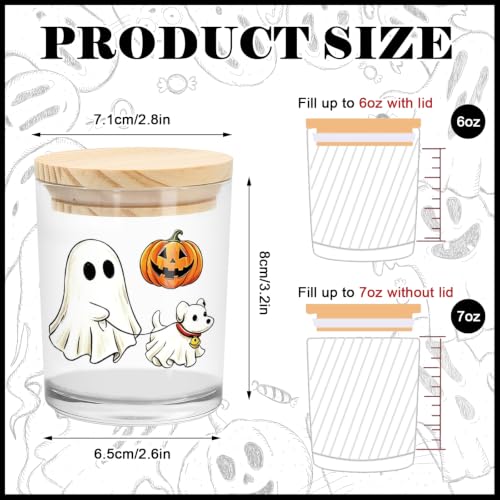 Ghost Black Cat 7 Oz Glass Candle Container for Candles Making Storing Kitchen Table Centerpiece Decoratio