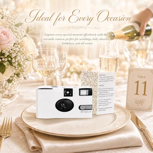 White Single-Use Disposable Camera with Flash