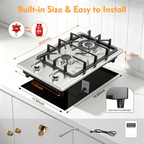 Stainless Steel Gas Stove Propane Cooktop Max 14