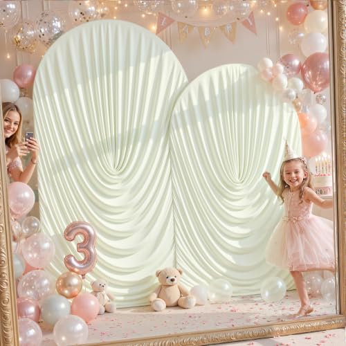 Ivory Elegant Wedding Arch Backdrop Cover Stretchy Fitted