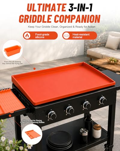 tool mat and reusable grease catcher for cleaner outdoor cooking