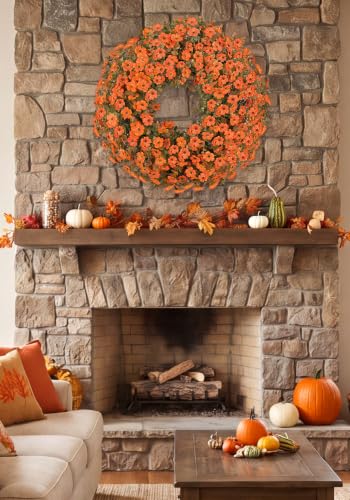 Mums Flowers Orange Flowers•26 Inch•Fall Decoration•Outdoor Hanging•Thanksgiving Deco