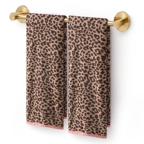 100% Cotton-Dark Brown Highly Absorbent & Quick Dry Animal Print Bath Towels Decorative Jacquard Towels