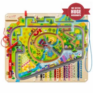 Owl Village Storytime Magnetic Maze: Montessori Busy Board for Kids Age 3-5                                                          Wooden Pinball color and number maze